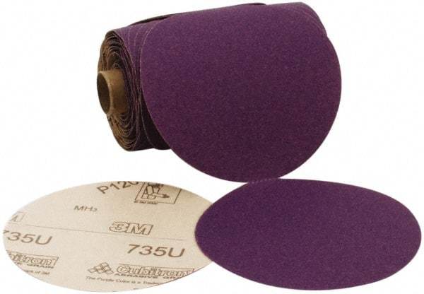 3M - 5" Diam, 180 Grit Ceramic Adhesive PSA Disc - Very Fine Grade, Purple, C Weighted Backing, Flexible, 12,000 Max RPM, Use with Random Orbital Sanders - Eagle Tool & Supply