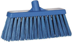 Vikan - 12" Heavy Duty Synthetic Push Broom - 4" Bristle Length, Plastic Block, European Threaded Handle Connection - Eagle Tool & Supply