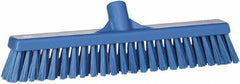 Vikan - 16" Fine Particle Synthetic Push Broom - 2" Bristle Length, Plastic Block, European Threaded Handle Connection - Eagle Tool & Supply