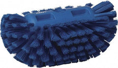 Vikan - 1-1/2" Bristle Length, Polyester Utility Scrub Brush - 5-1/2" Wide Head, 8" OAL, European Threaded Handle, Blue, Polypropylene Block - Eagle Tool & Supply