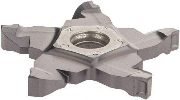 Iscar - 34F40004022PENTA F Grade IC908, 4mm Cutting Width Carbide Grooving Insert - 5mm Max Depth of Cut, Right Hand, 0.4mm Corner Radius, TiAlN Finish - Eagle Tool & Supply