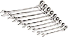 GearWrench - 9 Piece, 5/16" to 3/4", 12 Point Ratcheting Combination Wrench/X-Beam Set - Inch Measurement Standard, Chrome Finish, Comes in Plastic Tray - Eagle Tool & Supply