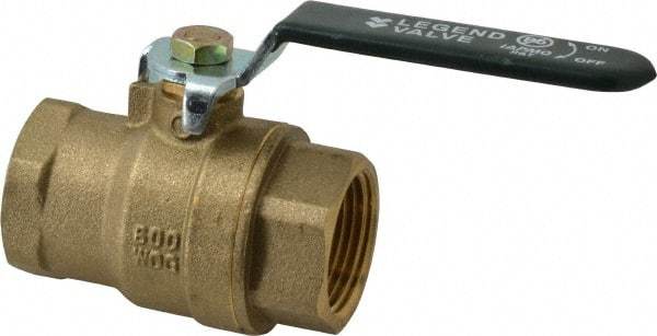 Legend Valve - 1" Pipe, Full Port, Brass Full Port Ball Valve - Bi-Directional, FNPT x FNPT Ends, Quarter Turn Handle, 600 WOG, 150 WSP - Eagle Tool & Supply