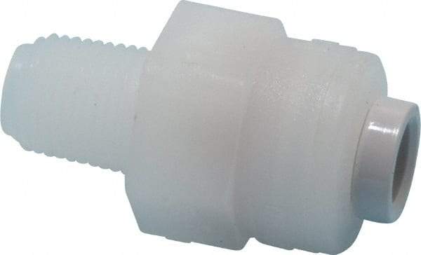 Parker - 1/4" Outside Diam, 1/8 NPTF, Kynar Push-to-Connect Tube Male Connector - 300 Max psi, Tan - Eagle Tool & Supply