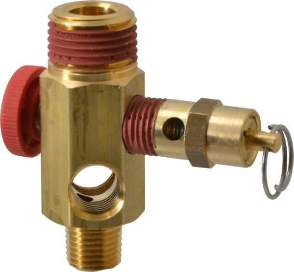 Midwest Control - 1/2" MNPT 150 psi Compressor Tank Manifold - For Use with Portable Air Tank, 1.88" Diam x 2.49" High - Eagle Tool & Supply