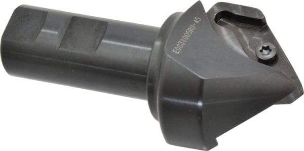 Tungaloy - 45° Lead Angle, 2.205" Max Cut Diam, 1.846" Min Cut Diam, 0.827" Max Depth of Cut, Indexable Chamfer and Angle End Mill - XCET Insert Style, 4-1/4" Overall Length, Straight Shank, 90° Included Angle - Eagle Tool & Supply