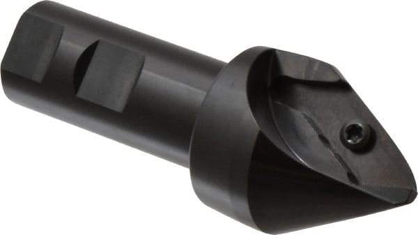 Tungaloy - 30° Lead Angle, 1.575" Max Cut Diam, 1.338" Min Cut Diam, 1" Max Depth of Cut, Indexable Chamfer and Angle End Mill - 1 Insert, XCET Insert Style, 5.119" Overall Length, Straight Shank, 30° Included Angle - Eagle Tool & Supply