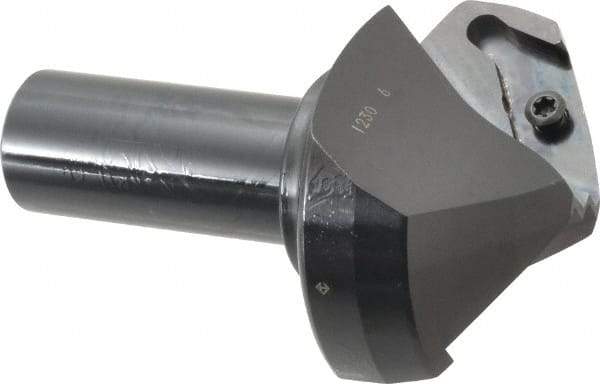 Tungaloy - 60° Lead Angle, 2.834" Max Cut Diam, 2.204" Min Cut Diam, 0.571" Max Depth of Cut, Indexable Chamfer and Angle End Mill - 2 Inserts, XCET Insert Style, 5.119" Overall Length, Straight Shank, 60° Included Angle - Eagle Tool & Supply