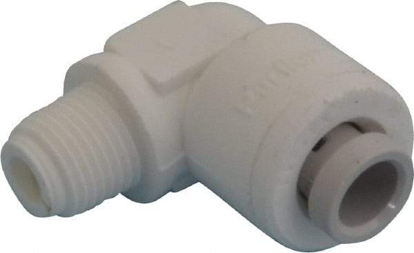 Parker - 1/4" Outside Diam, 1/8 NPTF, Polypropylene Push-to-Connect Tube Male Elbow - 150 Max psi, Tan - Eagle Tool & Supply