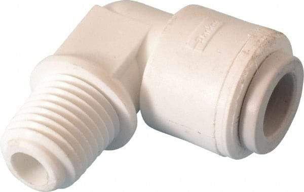 Parker - 3/8" Outside Diam, 1/4 NPTF, Polypropylene Push-to-Connect Tube Male Elbow - 150 Max psi, Tan - Eagle Tool & Supply