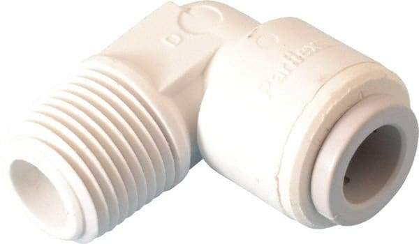 Parker - 3/8" Outside Diam, 3/8 NPTF, Polypropylene Push-to-Connect Tube Male Elbow - 150 Max psi, Tan - Eagle Tool & Supply