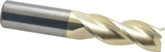 Accupro - 5/8", 1-5/8" LOC, 5/8" Shank Diam, 3-1/2" OAL, 3 Flute, Solid Carbide Square End Mill - Single End, ZrN Finish, Spiral Flute, 37° Helix, Centercutting, Right Hand Cut, Right Hand Flute - Eagle Tool & Supply