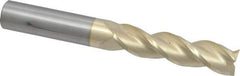 Accupro - 5/8", 2-1/2" LOC, 5/8" Shank Diam, 5" OAL, 3 Flute, Solid Carbide Square End Mill - Single End, ZrN Finish, Spiral Flute, 37° Helix, Centercutting, Right Hand Cut, Right Hand Flute - Eagle Tool & Supply