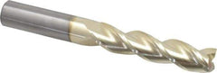Accupro - 5/8", 2-3/4" LOC, 5/8" Shank Diam, 5" OAL, 3 Flute, Solid Carbide Square End Mill - Single End, ZrN Finish, Spiral Flute, 37° Helix, Centercutting, Right Hand Cut, Right Hand Flute - Eagle Tool & Supply