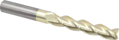 Accupro - 5/8", 3-1/4" LOC, 5/8" Shank Diam, 6" OAL, 3 Flute, Solid Carbide Square End Mill - Single End, ZrN Finish, Spiral Flute, 37° Helix, Centercutting, Right Hand Cut, Right Hand Flute - Eagle Tool & Supply