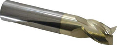 Accupro - 3/4", 1" LOC, 3/4" Shank Diam, 4" OAL, 3 Flute, Solid Carbide Square End Mill - Single End, ZrN Finish, Spiral Flute, 37° Helix, Centercutting, Right Hand Cut, Right Hand Flute - Eagle Tool & Supply