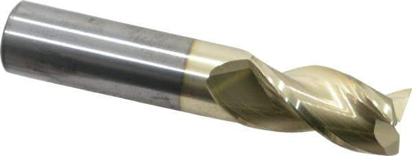Accupro - 3/4", 1-1/2" LOC, 3/4" Shank Diam, 4" OAL, 3 Flute, Solid Carbide Square End Mill - Single End, ZrN Finish, Spiral Flute, 37° Helix, Centercutting, Right Hand Cut, Right Hand Flute - Eagle Tool & Supply