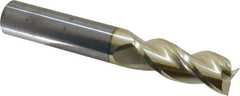 Accupro - 3/4", 2" LOC, 3/4" Shank Diam, 5" OAL, 3 Flute, Solid Carbide Square End Mill - Single End, ZrN Finish, Spiral Flute, 37° Helix, Centercutting, Right Hand Cut, Right Hand Flute - Eagle Tool & Supply