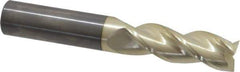 Accupro - 3/4", 2-1/4" LOC, 3/4" Shank Diam, 5" OAL, 3 Flute, Solid Carbide Square End Mill - Single End, ZrN Finish, Spiral Flute, 37° Helix, Centercutting, Right Hand Cut, Right Hand Flute - Eagle Tool & Supply
