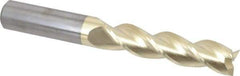 Accupro - 3/4", 3-1/4" LOC, 3/4" Shank Diam, 6" OAL, 3 Flute, Solid Carbide Square End Mill - Single End, ZrN Finish, Spiral Flute, 37° Helix, Centercutting, Right Hand Cut, Right Hand Flute - Eagle Tool & Supply