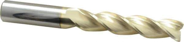 Accupro - 3/4", 3-1/2" LOC, 3/4" Shank Diam, 6" OAL, 3 Flute, Solid Carbide Square End Mill - Single End, ZrN Finish, Spiral Flute, 37° Helix, Centercutting, Right Hand Cut, Right Hand Flute - Eagle Tool & Supply