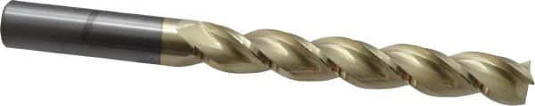Accupro - 3/4", 5" LOC, 3/4" Shank Diam, 8" OAL, 3 Flute, Solid Carbide Square End Mill - Single End, ZrN Finish, Spiral Flute, 37° Helix, Centercutting, Right Hand Cut, Right Hand Flute - Eagle Tool & Supply