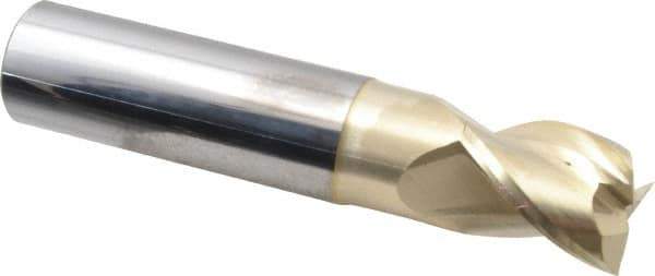 Accupro - 1", 1-1/4" LOC, 1" Shank Diam, 5" OAL, 3 Flute, Solid Carbide Square End Mill - Single End, ZrN Finish, Spiral Flute, 37° Helix, Centercutting, Right Hand Cut, Right Hand Flute - Eagle Tool & Supply