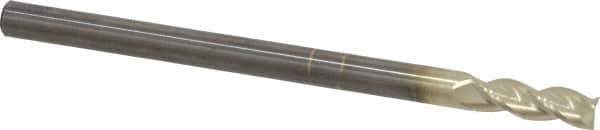 Accupro - 1/4", 3/4" LOC, 1/4" Shank Diam, 4" OAL, 3 Flute, Solid Carbide Square End Mill - Single End, ZrN Finish, Spiral Flute, 37° Helix, Centercutting, Right Hand Cut, Right Hand Flute - Eagle Tool & Supply