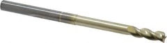 Accupro - 1/4", 3/4" LOC, 1/4" Shank Diam, 4" OAL, 3 Flute, Solid Carbide Square End Mill - Single End, ZrN Finish, Spiral Flute, 37° Helix, Centercutting, Right Hand Cut, Right Hand Flute - Eagle Tool & Supply