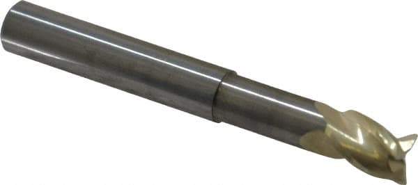 Accupro - 5/16", 7/16" LOC, 5/16" Shank Diam, 2-1/2" OAL, 3 Flute, Solid Carbide Square End Mill - Single End, ZrN Finish, Spiral Flute, 37° Helix, Centercutting, Right Hand Cut, Right Hand Flute - Eagle Tool & Supply