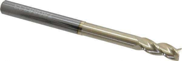 Accupro - 5/16", 13/16" LOC, 5/16" Shank Diam, 4" OAL, 3 Flute, Solid Carbide Square End Mill - Single End, ZrN Finish, Spiral Flute, 37° Helix, Centercutting, Right Hand Cut, Right Hand Flute - Eagle Tool & Supply