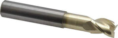 Accupro - 3/8", 1/2" LOC, 3/8" Shank Diam, 2-1/2" OAL, 3 Flute, Solid Carbide Square End Mill - Single End, ZrN Finish, Spiral Flute, 37° Helix, Centercutting, Right Hand Cut, Right Hand Flute - Eagle Tool & Supply