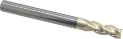 Accupro - 3/8", 1" LOC, 3/8" Shank Diam, 4" OAL, 3 Flute, Solid Carbide Square End Mill - Single End, ZrN Finish, Spiral Flute, 37° Helix, Centercutting, Right Hand Cut, Right Hand Flute - Eagle Tool & Supply