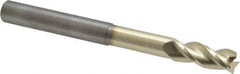 Accupro - 3/8", 1" LOC, 3/8" Shank Diam, 4" OAL, 3 Flute, Solid Carbide Square End Mill - Single End, ZrN Finish, Spiral Flute, 37° Helix, Centercutting, Right Hand Cut, Right Hand Flute - Eagle Tool & Supply