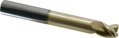 Accupro - 1/2", 5/8" LOC, 1/2" Shank Diam, 4" OAL, 3 Flute, Solid Carbide Square End Mill - Single End, ZrN Finish, Spiral Flute, 37° Helix, Centercutting, Right Hand Cut, Right Hand Flute - Eagle Tool & Supply