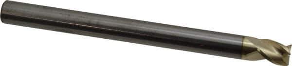 Accupro - 1/2", 5/8" LOC, 1/2" Shank Diam, 6" OAL, 3 Flute, Solid Carbide Square End Mill - Single End, ZrN Finish, Spiral Flute, 37° Helix, Centercutting, Right Hand Cut, Right Hand Flute - Eagle Tool & Supply