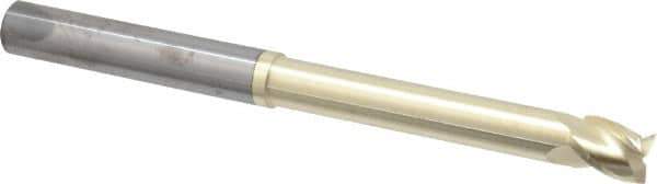 Accupro - 1/2", 5/8" LOC, 1/2" Shank Diam, 6" OAL, 3 Flute, Solid Carbide Square End Mill - Single End, ZrN Finish, Spiral Flute, 37° Helix, Centercutting, Right Hand Cut, Right Hand Flute - Eagle Tool & Supply