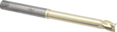 Accupro - 1/2", 5/8" LOC, 1/2" Shank Diam, 6" OAL, 3 Flute, Solid Carbide Square End Mill - Single End, ZrN Finish, Spiral Flute, 37° Helix, Centercutting, Right Hand Cut, Right Hand Flute - Eagle Tool & Supply