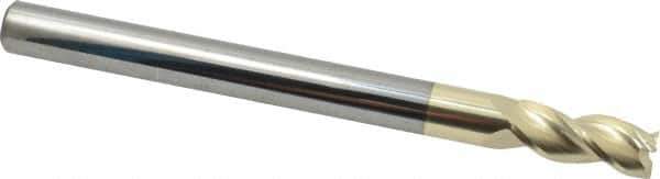 Accupro - 1/2", 1-1/4" LOC, 1/2" Shank Diam, 6" OAL, 3 Flute, Solid Carbide Square End Mill - Single End, ZrN Finish, Spiral Flute, 37° Helix, Centercutting, Right Hand Cut, Right Hand Flute - Eagle Tool & Supply