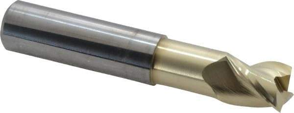 Accupro - 5/8", 3/4" LOC, 5/8" Shank Diam, 3-1/2" OAL, 3 Flute, Solid Carbide Square End Mill - Single End, ZrN Finish, Spiral Flute, 37° Helix, Centercutting, Right Hand Cut, Right Hand Flute - Eagle Tool & Supply