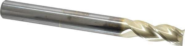 Accupro - 5/8", 1-5/8" LOC, 5/8" Shank Diam, 6" OAL, 3 Flute, Solid Carbide Square End Mill - Single End, ZrN Finish, Spiral Flute, 37° Helix, Centercutting, Right Hand Cut, Right Hand Flute - Eagle Tool & Supply