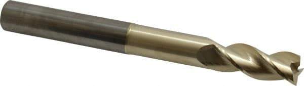 Accupro - 5/8", 1-5/8" LOC, 5/8" Shank Diam, 6" OAL, 3 Flute, Solid Carbide Square End Mill - Single End, ZrN Finish, Spiral Flute, 37° Helix, Centercutting, Right Hand Cut, Right Hand Flute - Eagle Tool & Supply