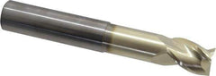 Accupro - 3/4", 1" LOC, 3/4" Shank Diam, 5" OAL, 3 Flute, Solid Carbide Square End Mill - Single End, ZrN Finish, Spiral Flute, 37° Helix, Centercutting, Right Hand Cut, Right Hand Flute - Eagle Tool & Supply
