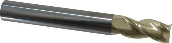 Accupro - 3/4", 1-5/8" LOC, 3/4" Shank Diam, 6" OAL, 3 Flute, Solid Carbide Square End Mill - Single End, ZrN Finish, Spiral Flute, 37° Helix, Centercutting, Right Hand Cut, Right Hand Flute - Eagle Tool & Supply