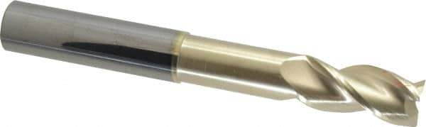 Accupro - 3/4", 1-5/8" LOC, 3/4" Shank Diam, 6" OAL, 3 Flute, Solid Carbide Square End Mill - Single End, ZrN Finish, Spiral Flute, 37° Helix, Centercutting, Right Hand Cut, Right Hand Flute - Eagle Tool & Supply