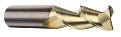 Accupro - 25mm, 38mm LOC, 25mm Shank Diam, 100mm OAL, 2 Flute, Solid Carbide Square End Mill - Single End, ZrN Finish, Spiral Flute, 45° Helix, Centercutting, Right Hand Cut, Right Hand Flute - Eagle Tool & Supply
