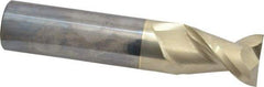 Accupro - 1", 1-1/2" LOC, 1" Shank Diam, 5" OAL, 2 Flute, Solid Carbide Square End Mill - Single End, ZrN Finish, Spiral Flute, 45° Helix, Centercutting, Right Hand Cut, Right Hand Flute - Eagle Tool & Supply
