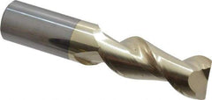 Accupro - 1", 2-1/2" LOC, 1" Shank Diam, 5" OAL, 2 Flute, Solid Carbide Square End Mill - Single End, ZrN Finish, Spiral Flute, 45° Helix, Centercutting, Right Hand Cut, Right Hand Flute - Eagle Tool & Supply