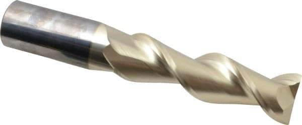 Accupro - 1", 3-1/2" LOC, 1" Shank Diam, 6" OAL, 2 Flute, Solid Carbide Square End Mill - Single End, ZrN Finish, Spiral Flute, 45° Helix, Centercutting, Right Hand Cut, Right Hand Flute - Eagle Tool & Supply