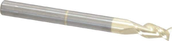 Accupro - 3/16", 3/8" LOC, 3/16" Shank Diam, 2" OAL, 2 Flute, Solid Carbide Square End Mill - Single End, ZrN Finish, Spiral Flute, 45° Helix, Centercutting, Right Hand Cut, Right Hand Flute - Eagle Tool & Supply
